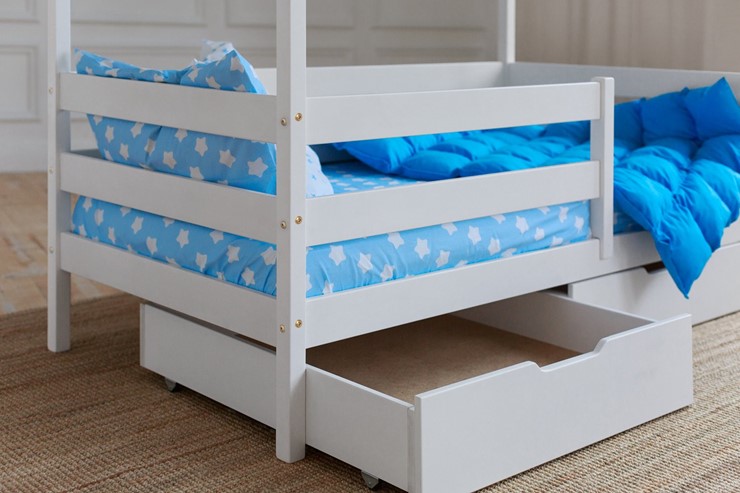 Кровать детская Домик с ящиками, цвет белый в Архангельске - изображение 3