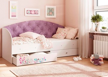 Детская кровать односпальная Эльза без бортика, Фиолетовый (щиты) в Архангельске