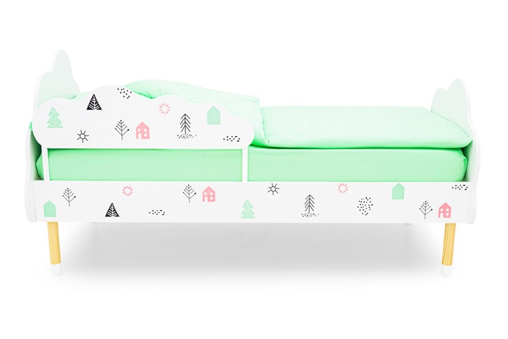 Кровать детская Stumpa Облако "Домики розовый, бирюзовый" в Архангельске - изображение 1