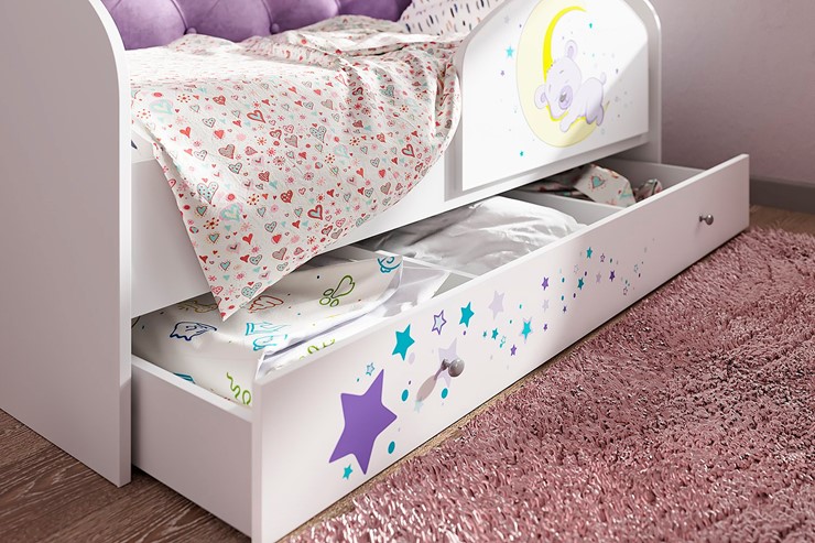 Детская кровать односпальная Звездочка с бортиком, Розовый в Архангельске - изображение 1
