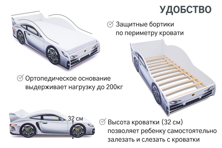 Кровать-машина детская Porsche в Архангельске - изображение 6