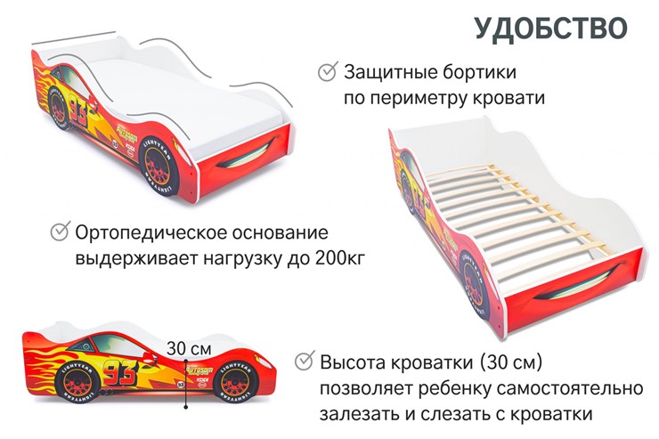 Детская кровать-машина Тачка красная в Архангельске - изображение 5
