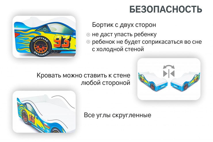 Детская кровать-машина Тачка синяя в Архангельске - изображение 5
