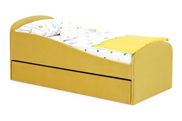 Кровать в детскую с ящиком Letmo горчичный (велюр) в Архангельске