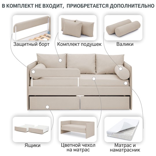 Мягкая кровать Soffal холодный бежевый (микрошенилл) в Архангельске - изображение 17
