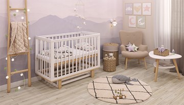 Кровать для новорожденных серия 3400 POLINI Kids Simple 340 с маятником Белый / Натуральный в Архангельске - предосмотр 7