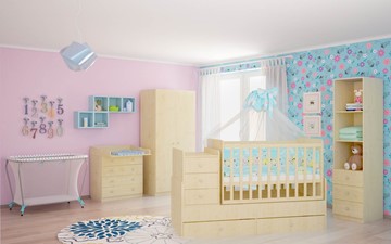 Кровать для новорожденных с комодом POLINI Kids Simple 1100 Натуральный в Архангельске - предосмотр 3