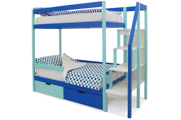 Детская 2-этажная кровать Svogen мятный-синий в Архангельске - изображение