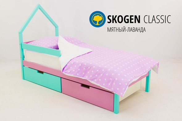 Кровать-домик в детскую мини Skogen мятный-лаванда в Архангельске - изображение