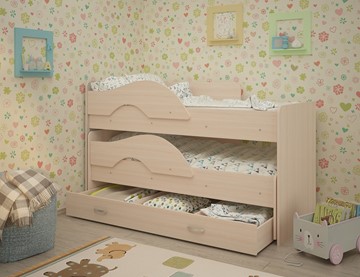 Детская 2-этажная кровать Радуга 1.6 с ящиком, цвет Млечный дуб в Архангельске