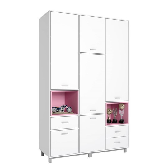 Комплект мебели для детской POLINI Kids Mirum №7 Белый / Серый / Розовый в Архангельске - изображение 1