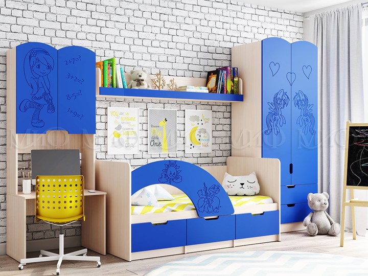 Детская спальня Юниор-3, Синий матовый в Архангельске - изображение