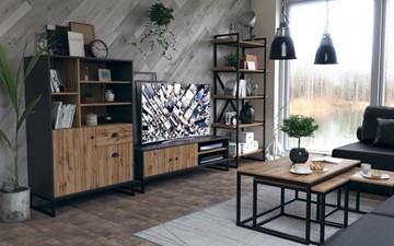 Набор мебели для гостиной Лофт №1, Дуб вотан/Оникс серый в Архангельске