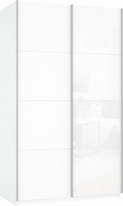 Шкаф Прайм (ДСП/Белое стекло) 1600x570x2300, белый снег в Архангельске - предосмотр
