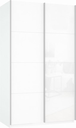 Шкаф Прайм (ДСП/Белое стекло) 1600x570x2300, белый снег в Архангельске - изображение