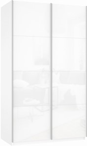 Шкаф-купе Прайм (Белое стекло/Белое стекло) 1200x570x2300, белый снег в Архангельске - предосмотр