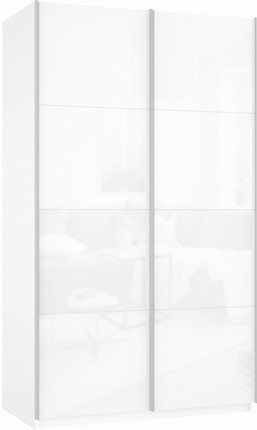 Шкаф-купе Прайм (Белое стекло/Белое стекло) 1200x570x2300, белый снег в Архангельске - изображение