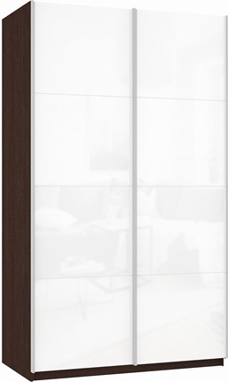 Шкаф-купе 2-х дверный Прайм (Белое стекло/Белое стекло) 1200x570x2300, венге в Архангельске - изображение