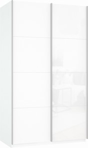 Шкаф 2-створчатый Прайм (ДСП/Белое стекло) 1200x570x2300, белый снег в Архангельске - предосмотр
