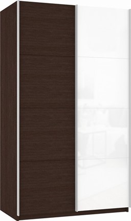 Шкаф 2-дверный Прайм (ДСП/Белое стекло) 1600x570x2300, венге в Архангельске - изображение