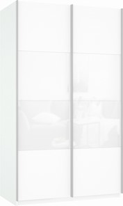 Шкаф Прайм (ДСП/Белое стекло) 1400x570x2300, белый снег в Архангельске - предосмотр 2