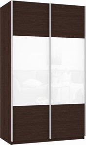 Шкаф 2-дверный Прайм (ДСП/Белое стекло) 1600x570x2300, венге в Архангельске - предосмотр 2