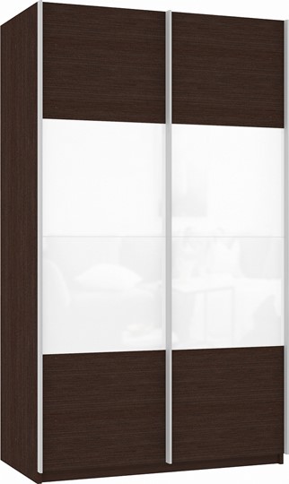 Шкаф 2-дверный Прайм (ДСП/Белое стекло) 1600x570x2300, венге в Архангельске - изображение 2