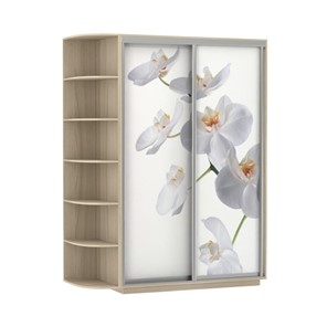 Шкаф Экспресс 1500x600x2200, со стеллажом, Орхидея белая/шимо светлый в Архангельске