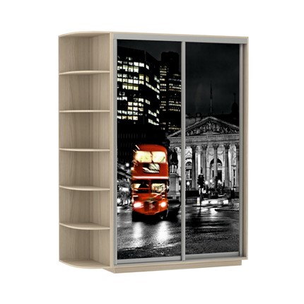 Шкаф 2-дверный Экспресс 1500x600x2200, со стеллажом, Ночной Лондон/шимо светлый в Архангельске - изображение