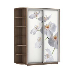 Шкаф 2-створчатый Экспресс 1500x600x2200, со стеллажом, Орхидея белая/шимо темный в Архангельске