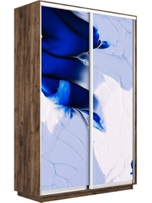 Шкаф 2-створчатый Экспресс 1200x600x2200, Абстракция бело-голубая/дуб табачный в Архангельске