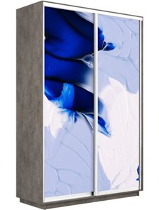 Шкаф 2-х дверный Экспресс 1400x450x2200, Абстракция бело-голубая/бетон в Архангельске