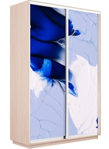 Шкаф 2-створчатый Экспресс 1400x600x2200, Абстракция бело-голубая/дуб молочный в Архангельске