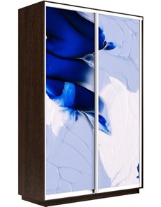 Шкаф 2-х створчатый Экспресс 1600x450x2200, Абстракция бело-голубая/венге в Архангельске