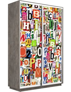Шкаф 2-дверный Экспресс 1600x450x2200, Буквы/бетон в Архангельске