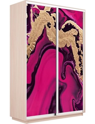 Шкаф 2-дверный Экспресс 1600x600x2200, Абстракция розовая/дуб молочный в Архангельске - изображение
