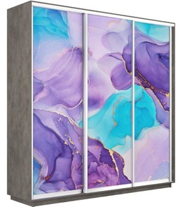 Шкаф 3-дверный Экспресс 2100х450х2200, Абстракция фиолетовая/бетон в Архангельске