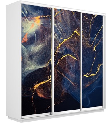 Шкаф 3-х дверный Экспресс 2100х450х2200, Абстракция золотая пыль/белый снег в Архангельске - изображение