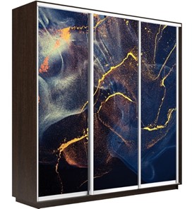 Шкаф 3-дверный Экспресс 2100х450х2200, Абстракция золотая пыль/венге в Архангельске