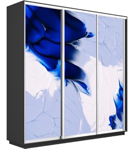Шкаф 3-дверный Экспресс 2400х450х2200, Абстракция бело-голубая/серый диамант в Архангельске - предосмотр