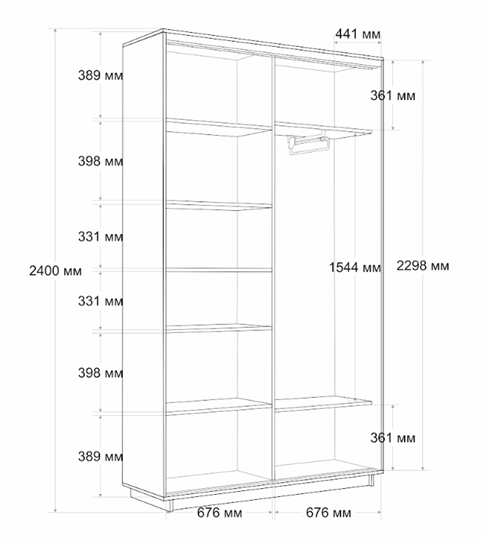 Шкаф 2-дверный Экспресс (ДСП/Зеркало) 1400х450х2400, бетон в Архангельске - изображение 6
