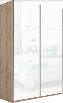 Шкаф 2-дверный Прайм (Белое стекло/Белое стекло) 1600x570x2300, дуб сонома в Архангельске - изображение
