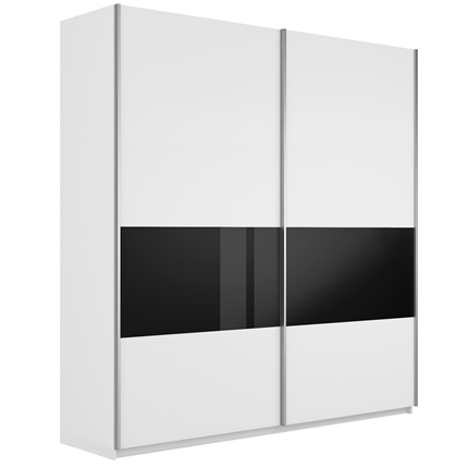 Шкаф 2-х створчатый Широкий Прайм (ДСП / Черное стекло) 2200x570x2300, Белый снег в Архангельске - изображение