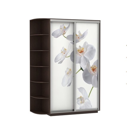 Шкаф 2-х створчатый Экспресс 1700x600x2200, со стеллажом, Орхидея белая/венге в Архангельске - изображение