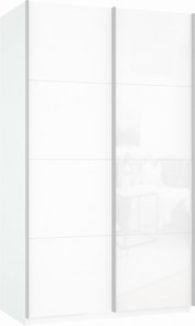 Шкаф Прайм (ДСП/Белое стекло) 1400x570x2300, белый снег в Архангельске - предосмотр