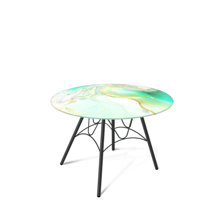 Круглый стол SHT-S100 / SHT-TT32 60 стекло/МДФ (лазурно голубой/черный муар) в Архангельске - изображение