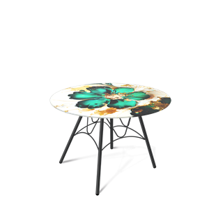 Круглый столик SHT-S100 / SHT-TT32 60 стекло/МДФ (малахитово зеленый/черный муар) в Архангельске - предосмотр