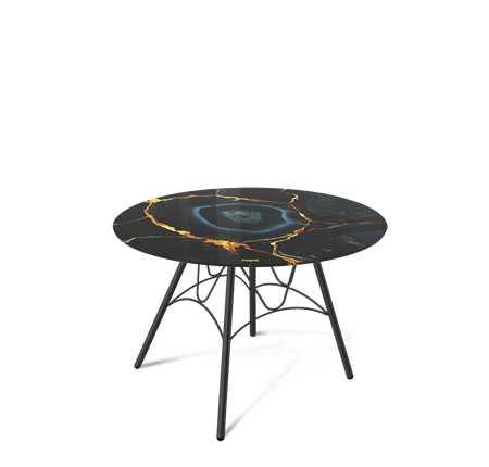 Столик круглый SHT-S100 / SHT-TT32 60 стекло/МДФ (титановый кварц/черный муар) в Архангельске - изображение