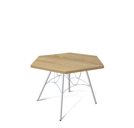 Шестигранный столик SHT-S100 / SHT-ТT20 60 ЛДСП (дуб песочный/хром лак) в Архангельске - изображение