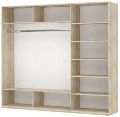 Шкаф 3-х дверный Прайм (Зеркало/Белое стекло/Зеркало) 1800x570x2300, бетон в Архангельске - изображение 1